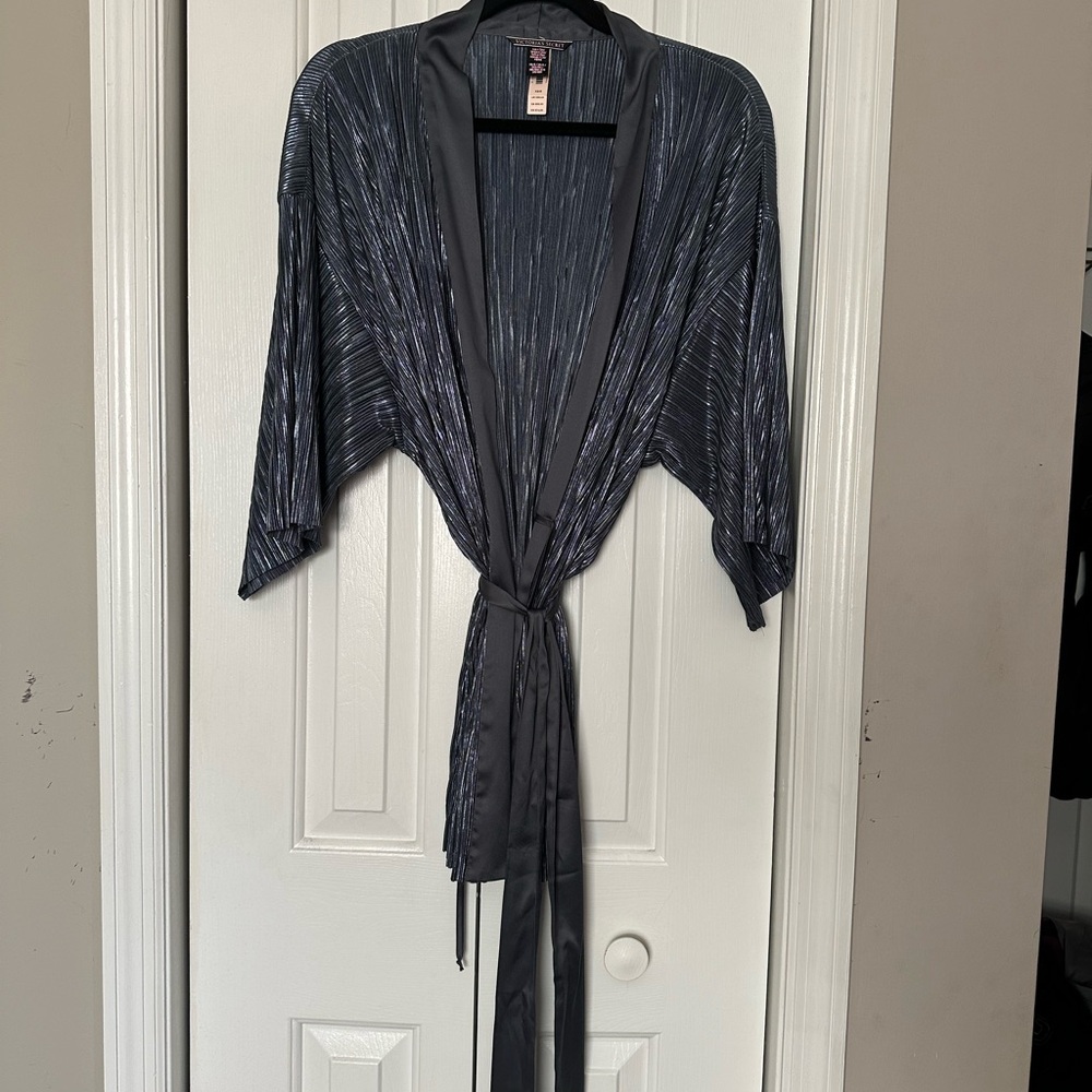 Victoria's Secret Steel Blue Crinkle Kimono